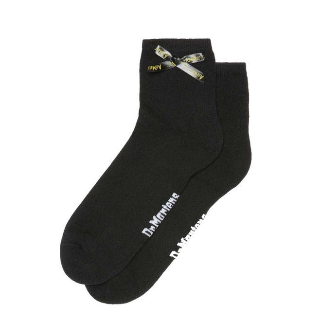 Image of right foot, side on of Dr Martens Ankle Bow Cotton Blend Socks Black-Foot Forward Shoes