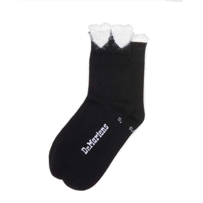 Image of right foot, side on of Dr Martens Heart Detail Cotton Blend Socks Black White-Foot Forward Shoes