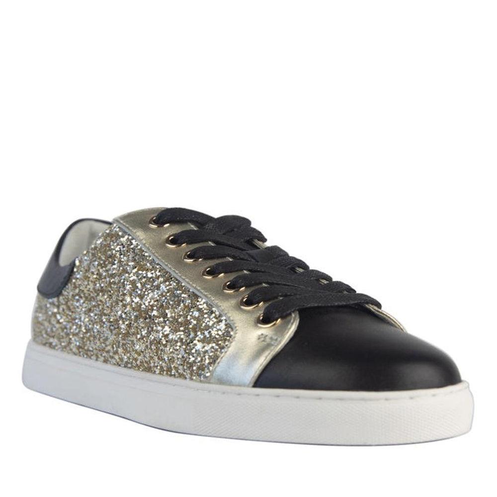Hinako Paluma Black Gold Leather Lace Up Trainer