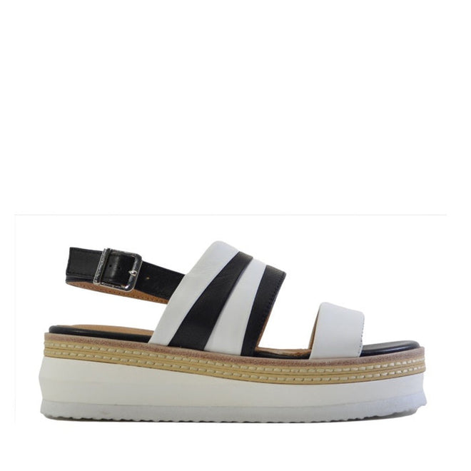 Alfie & Evie India White/Black Platform Leather Sandals