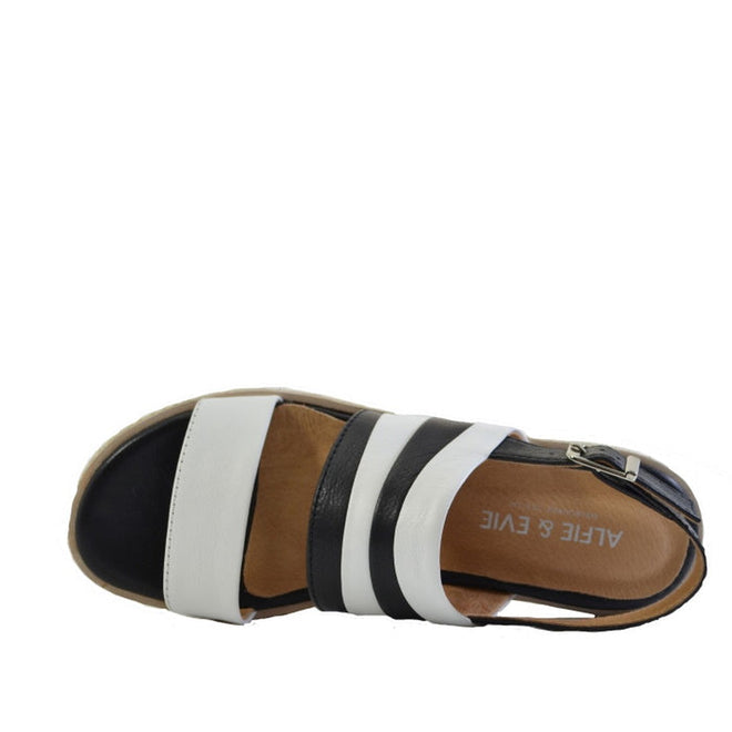 Alfie & Evie India White/Black Platform Leather Sandals CLEARANCE