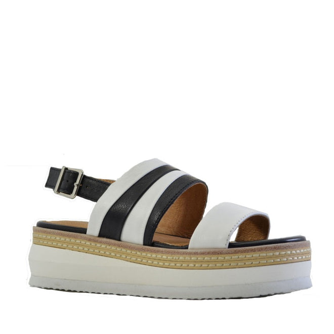 Alfie & Evie India White/Black Platform Leather Sandals CLEARANCE