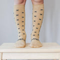 Lamington Chestnut Tan Black Merino Socks Knee High