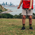 Lamington Crew Shorter Sprig Kids Merino Socks Navy Lime