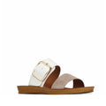 Los Cabos Doti Taupe White Light Flexible-Sandal- showing side view of the right foot of the comfy flexible synthetic sandals slides for women