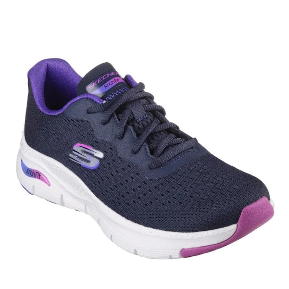Skechers Arch Fit Lace Up Infinity Cool WIDE Navy Purple Trainer CLEARANCE