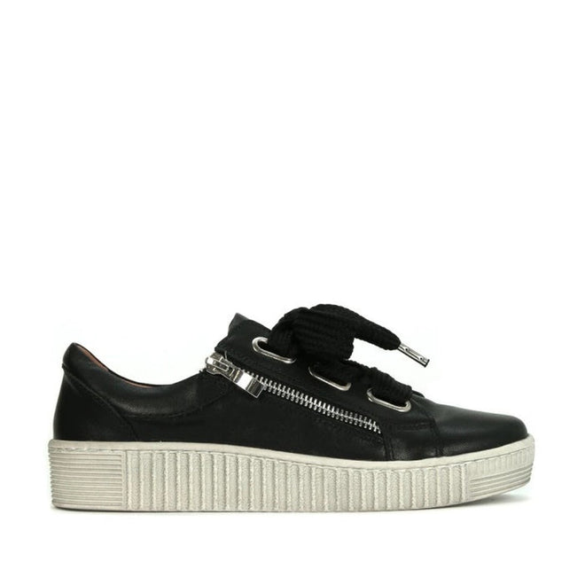 EOS  Jovi Leather Trainer Black Lace Up with Zip