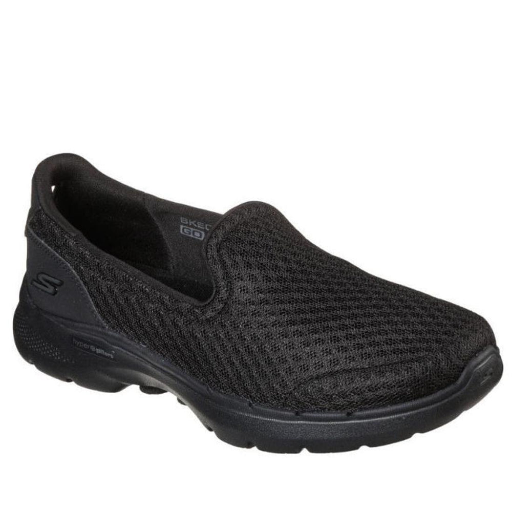 Skechers Go Walk 6 WIDE Width Big Splash All Black Slip On Womens