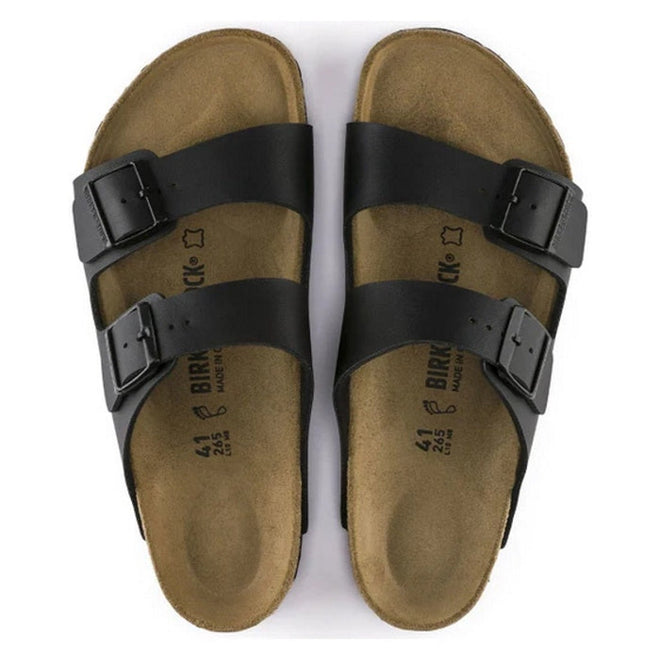 Close up, top down view of a pair of arizona black 2 strap sandals showing straps with buckles and the contoured suede covered footbed.,
4013871020271,4013871007692,4013871021247,4013871023272,4013871027591,4013871033387,4013871035442,4013871048466,4013871054030,4013871058779,4013871059691,4013871078739,
