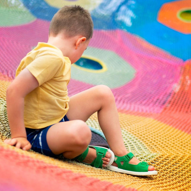 Bobux Kid + Plus Rise Open Toe Sandal Emerald Green 839104 Clearance