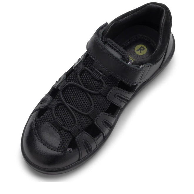 Bobux Kid+ Rova Black School Leather Sandal Closed Toe Clearance