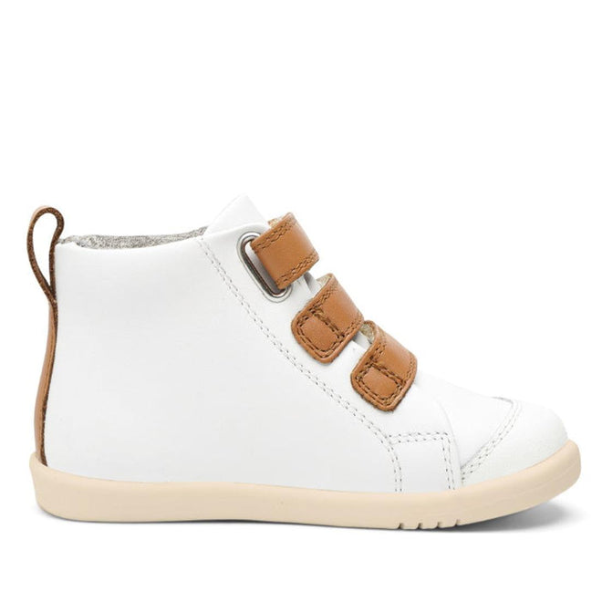 Bobux IWalk IW Hi Court Boot White Caramel Clearance