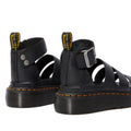 A view showing the heel detail backing of teh Dr Martens quad Clarissa in Black. Rear to front view. Showing chrome like buckle and 2 rivits on the other end of the strap.190665248197,
190665248203,
190665248210,
190665248227,
190665248234,
190665248241,
190665248258,
190665248180,
