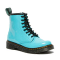 Image of right foot, side on of Dr Martens Kids - 1460 Junior Turquiose Glitter Boot LAST ONE Uk11 kids-Foot Forward Shoes