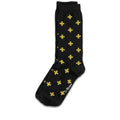 Image of right foot, side on of Dr Martens Cross Logo Socks Black & Yellow-Foot Forward Shoes
