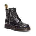 Image of right foot, side on of 1460 Dr Martens Studded Zip Atlas Black Leather 8 Up Boot-Foot Forward Shoes