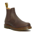 Image of right foot, side on of Dr Martens - 2976 YS Chelsea Boot Yellow Stitching Crazy Horse Brown-Foot Forward Shoes