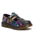 Image of right foot, side on of Dr Martens 8065 2 Strap Mary Jane Shoes Vintage Floral Black-Foot Forward Shoes