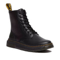 Image of right foot, side on of Dr Martens Crewson Classic Leather Everyday Boots Black-Foot Forward Shoes