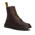Image of right foot, side on of Dr Martens Crewson Classic Leather Everyday Boots Crazy Horse Brown-Foot Forward Shoes