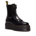 Image of right foot, side on of Dr Martens Jetta Hi Max Buttero Leather Platform Boots Black-Foot Forward Shoes