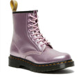 Image of right foot, side on of Dr Martens Vegan 1460 Pink Lavender Alumix Hex Emboss-Foot Forward Shoes