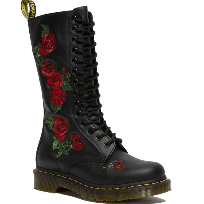 Dr Martens 1914 Vonda Red Rose Black 14 EYE Boot WOMENS ONLY