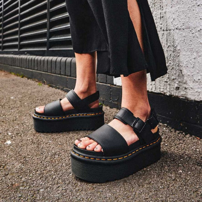 Dr Martens Voss Quad Single Strap Platform Sandal Black CLEARANCE