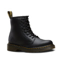 Image of right foot, side on of Dr Martens kids - 1460 J Black Lace Up Boot with zip-Foot Forward Shoes