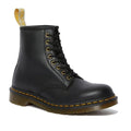 Image of right foot, side on of Dr Martens - Vegan 1460 Black Felix Rub Off Boot 8 eye-Foot Forward Shoes