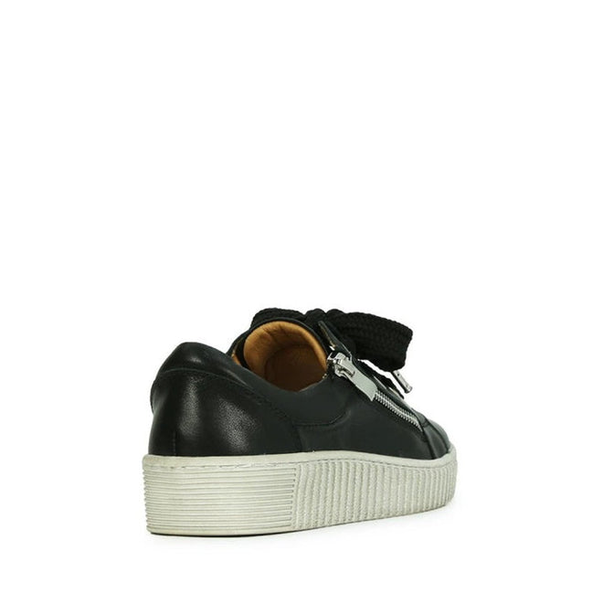 EOS  Jovi Leather Trainer Black Lace Up with Zip
