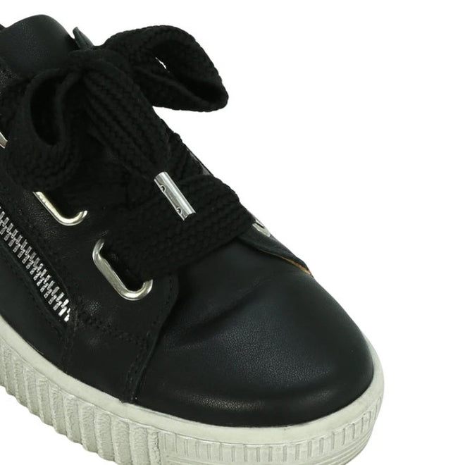 EOS  Jovi Leather Trainer Black Lace Up with Zip