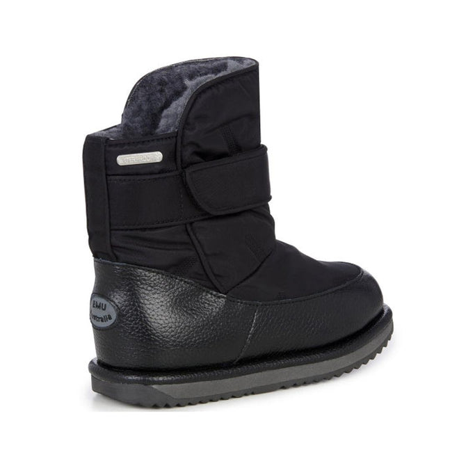 EMU Kids Roth Black Boot Waterproof Wool Lines Clearance