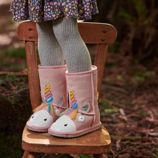 EMU Kids Magical Unicorn Pink Wool Boot