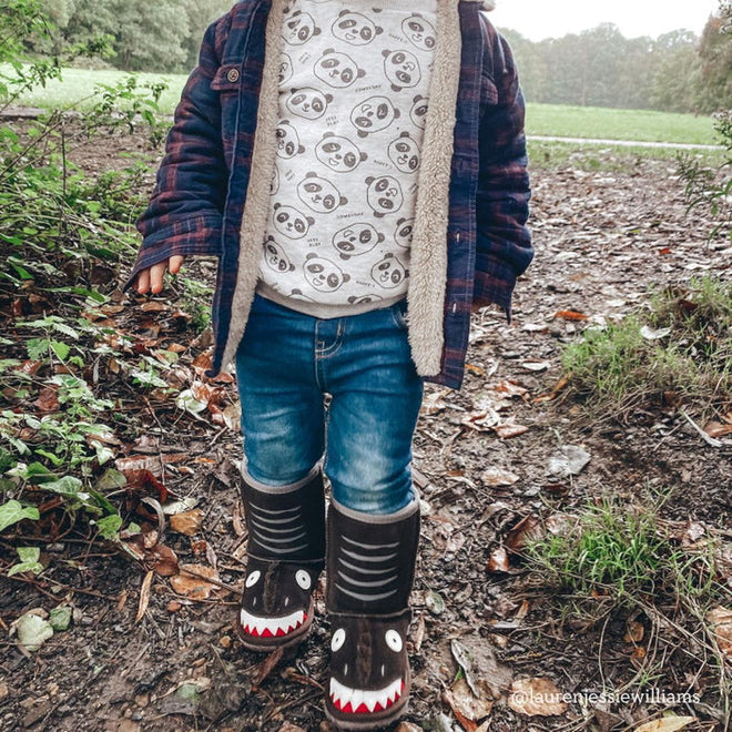 EMU Kids Little Creatures Brown Dinosaur Wool  Boot CLEARANCE