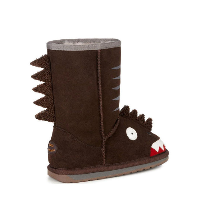 EMU Kids Little Creatures Brown Dinosaur Wool  Boot CLEARANCE