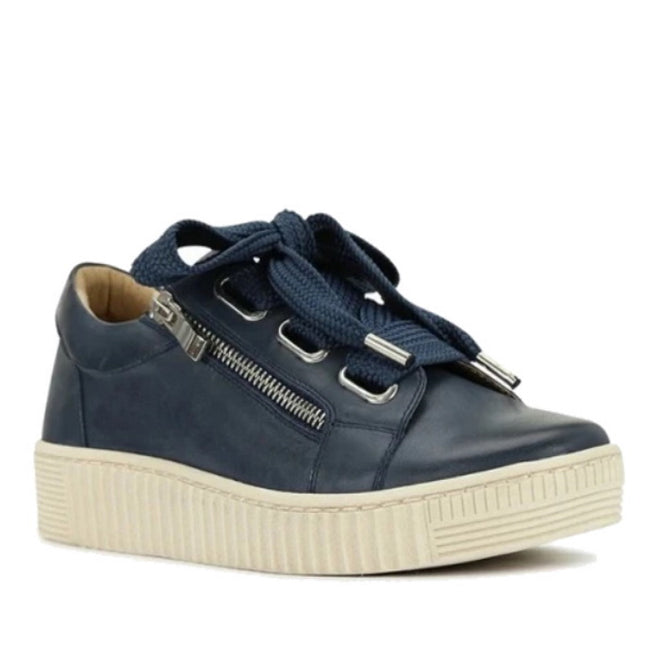 EOS Jovi Leather Trainer Navy Lace Up with Zip