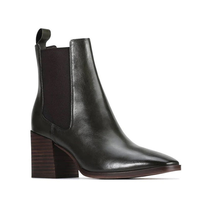 EOS Kelcie Black Leather Boot Chelsea Pull On Womens
