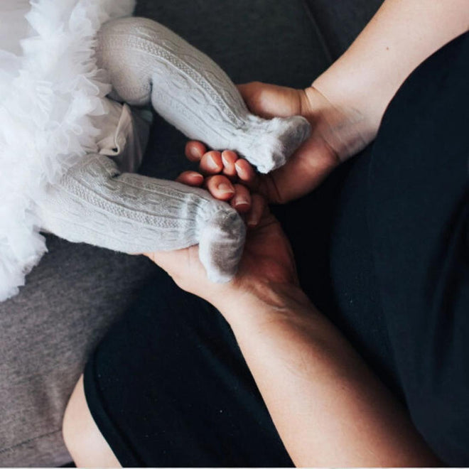 Lamington Tights Cable Snow Grey