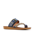 Los Cabos Bria Blue Light Flexible Sandal Jandal Navy- showing side view of the right foot of the comfy flexible synthetic sandals slides for women