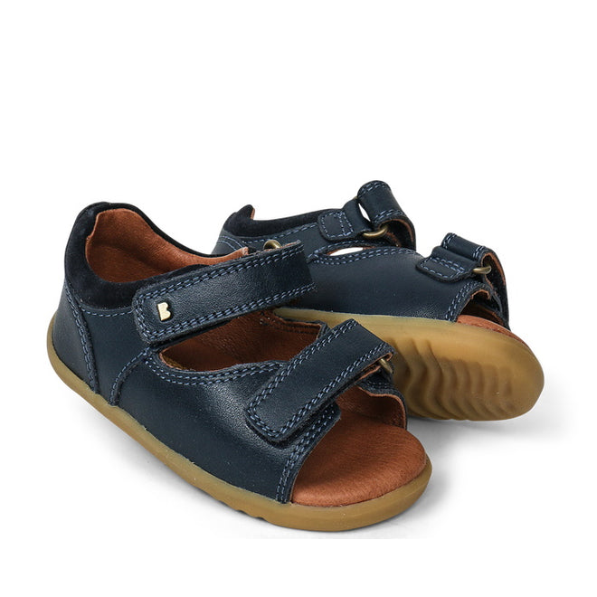 Bobux Step Up Driftwood Navy Leather Sandal 728601 Free Freight