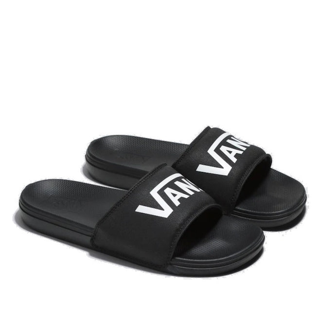 Black and white clearance slide on vans